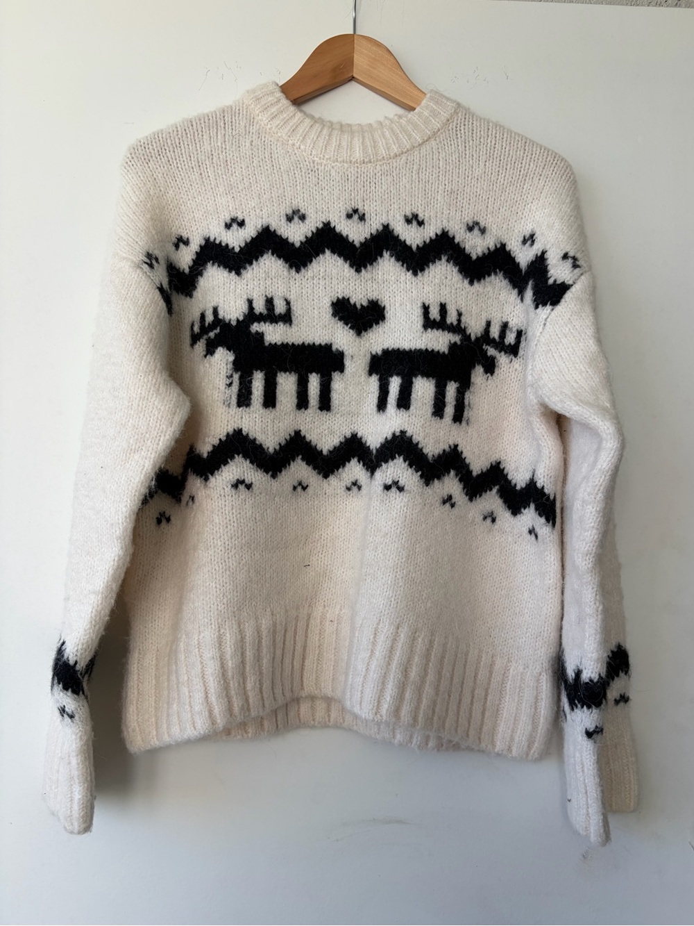 Cream Reindeer Love Sweater size XS
